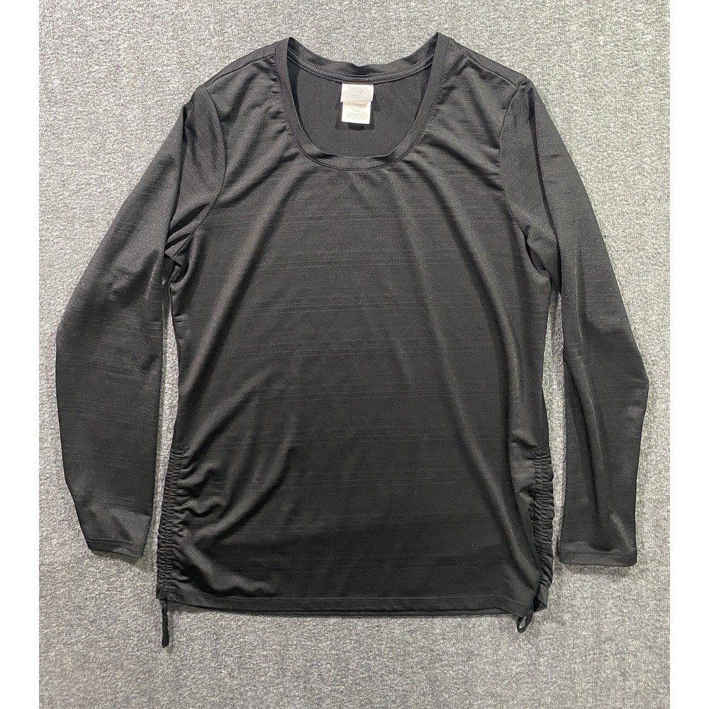 Danskin Now Womens Black Long Sleeve Activewear Shirt Tie Sides XL 16-18 DL33T